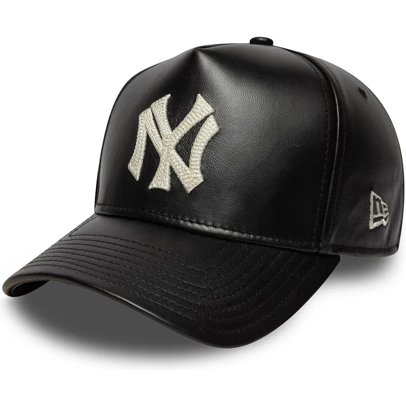 schwarze-verstellbare-curved-cap-9forty-e-frame-img-leather-der-new-york-yankees-mlb-von-new-era schwarze-verstellbare-curved-cap-9forty-e-frame-img-leather-der-new-york-yankees-mlb-von-new-era