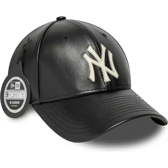 Casquette courbée noire ajustable 9FORTY M-Crown Img Leather New York Yankees MLB New Era