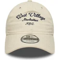 beige-verstellbare-curved-cap-west-village-9twenty-wordmark-von-new-era