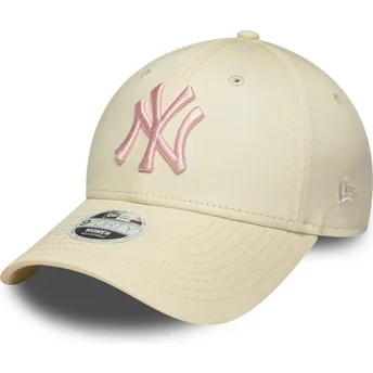 Mützen gebogen beige verstellbares band rosa 9FORTY League Essential der New York Yankees MLB von New Era