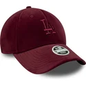 weinrote-verstellbare-curved-cap-fur-damen-9forty-velour-der-los-angeles-dodgers-mlb-von-new-era