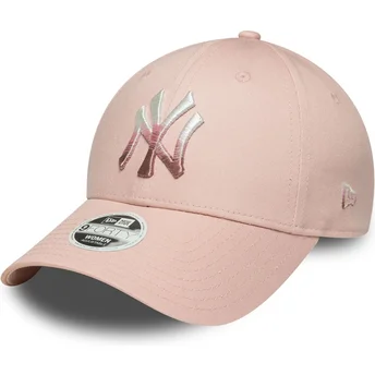 Casquette courbée rose ajustable pour femme 9FORTY Metallic Logo New York Yankees MLB New Era