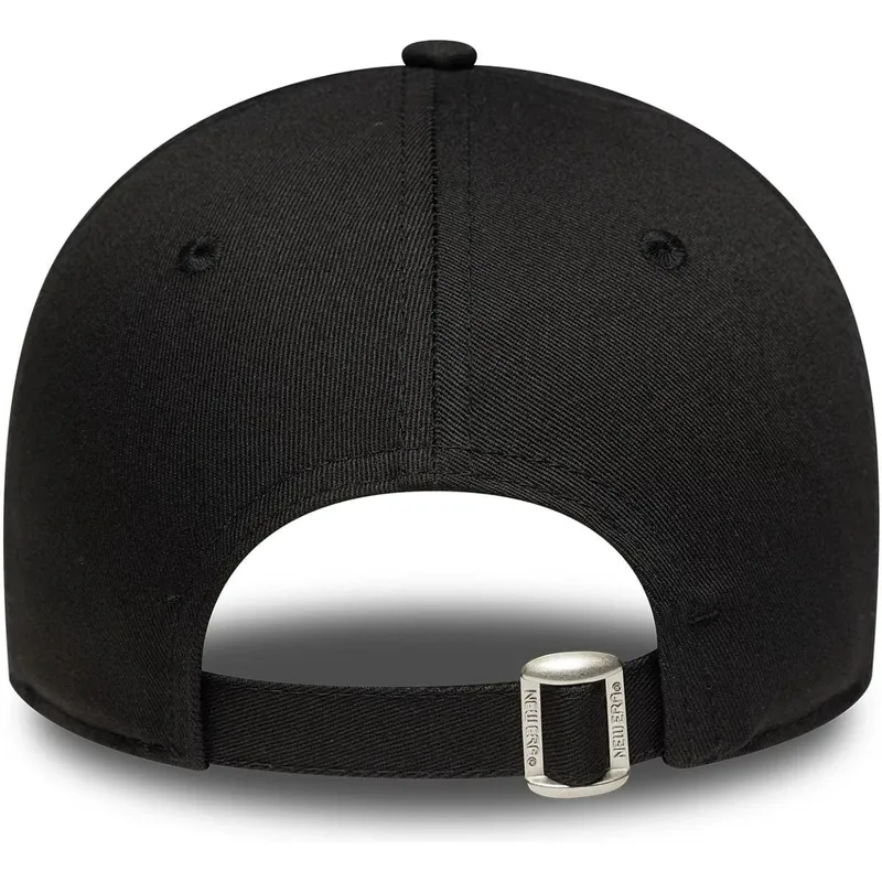 schwarze-gebogene-verstellbare-damenkappe-9forty-metallic-logo-der-new-york-yankees-mlb-von-new-era