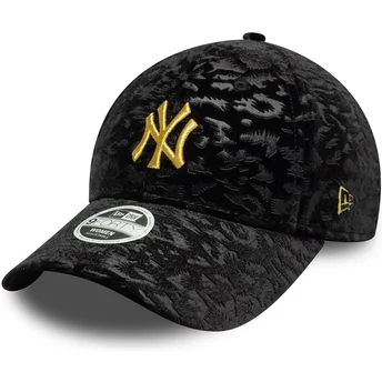 Mützen gebogen schwarz verstellbares band 9FORTY Leo Velour Metallic der New York Yankees MLB von New Era