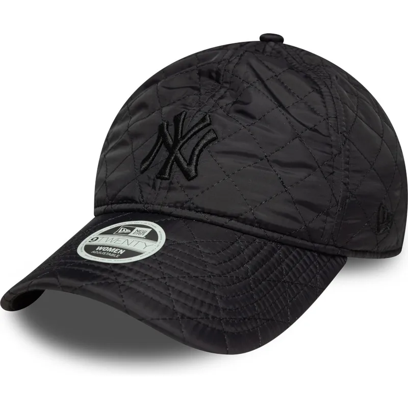 schwarze-gebogene-verstellbare-damenkappe-mit-schwarzem-logo-9twenty-padded-von-new-york-yankees-mlb-von-new-era schwarze-gebogene-verstellbare-damenkappe-mit-schwarzem-logo-9twenty-padded-von-new-york-yankees-mlb-von-new-era