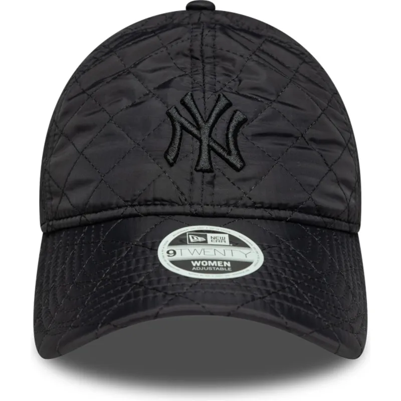 schwarze-gebogene-verstellbare-damenkappe-mit-schwarzem-logo-9twenty-padded-von-new-york-yankees-mlb-von-new-era schwarze-gebogene-verstellbare-damenkappe-mit-schwarzem-logo-9twenty-padded-von-new-york-yankees-mlb-von-new-era