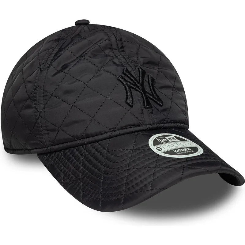 schwarze-gebogene-verstellbare-damenkappe-mit-schwarzem-logo-9twenty-padded-von-new-york-yankees-mlb-von-new-era schwarze-gebogene-verstellbare-damenkappe-mit-schwarzem-logo-9twenty-padded-von-new-york-yankees-mlb-von-new-era