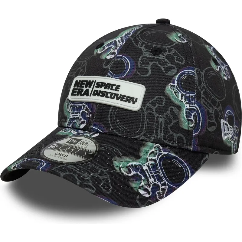 schwarze-verstellbare-gebogene-kappe-fur-kinder-9forty-space-all-over-print-von-new-era