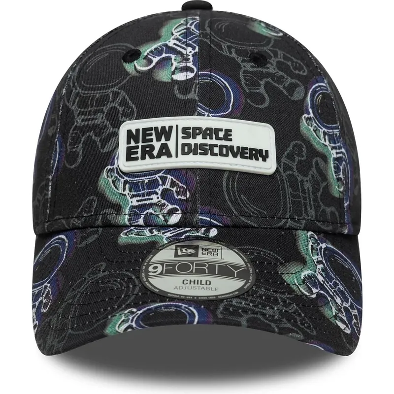 schwarze-verstellbare-gebogene-kappe-fur-kinder-9forty-space-all-over-print-von-new-era