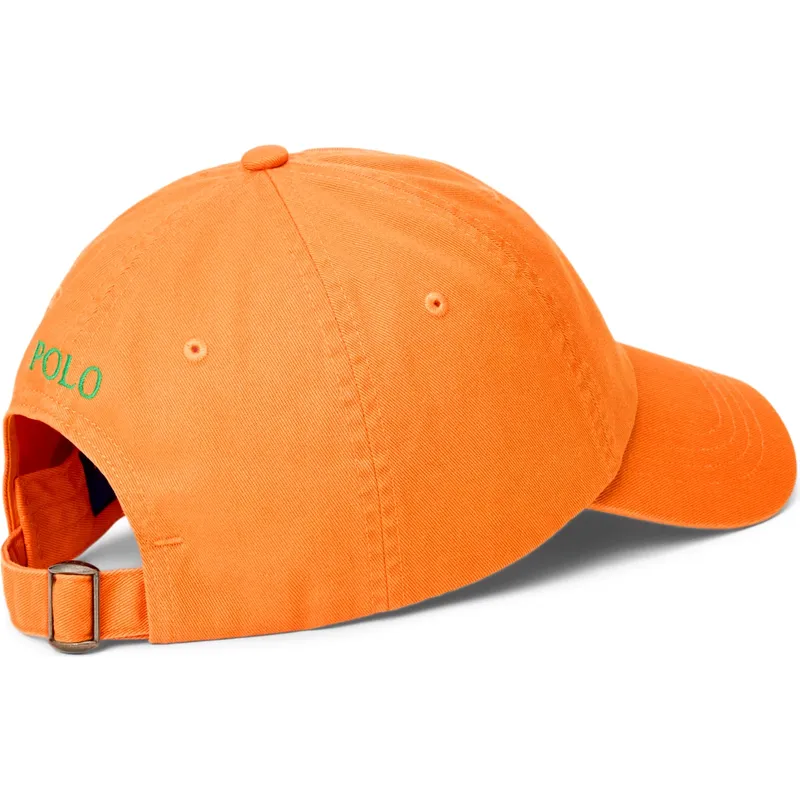 orangefarbene-gebogene-verstellbare-kappe-mit-grunem-logo-cotton-chino-classic-sport-von-polo-ralph-lauren