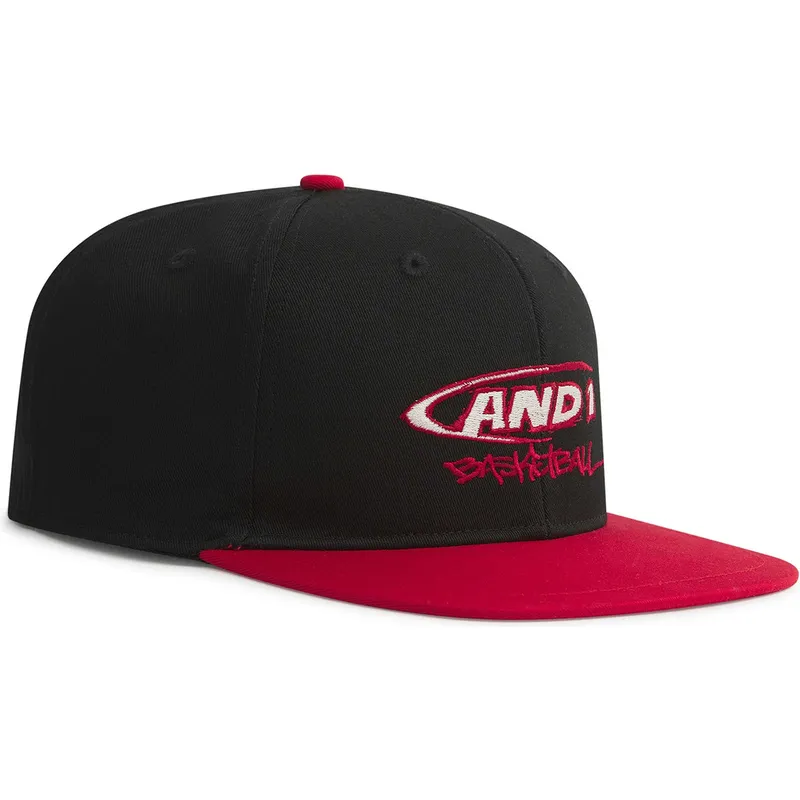 schwarze-und-rote-flache-snapback-kappe-graffiti-logo-von-and1 schwarze-und-rote-flache-snapback-kappe-graffiti-logo-von-and1