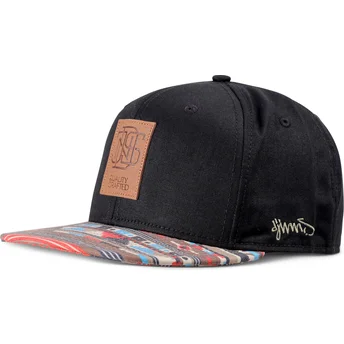 Casquette plate noire et multicolore snapback Aztek Djinns