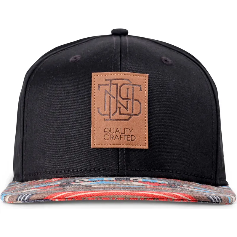 schwarze-und-mehrfarbige-flache-snapback-kappe-aztek-von-djinns