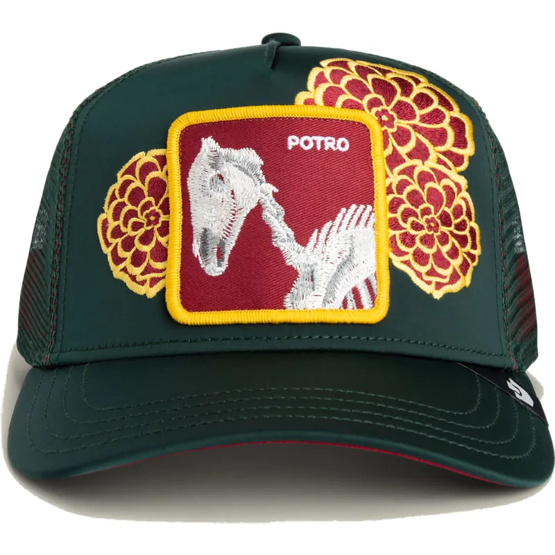 trucker-cap-grun-pferd-dia-de-potro-dia-de-los-muertos-the-farm-von-goorin-bros