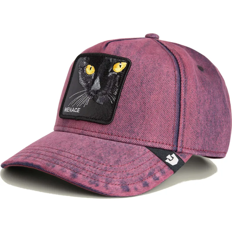 rote-gebogene-denim-kappe-snapback-katze-menace-rail-bird-the-showdown-the-farm-von-goorin-bros