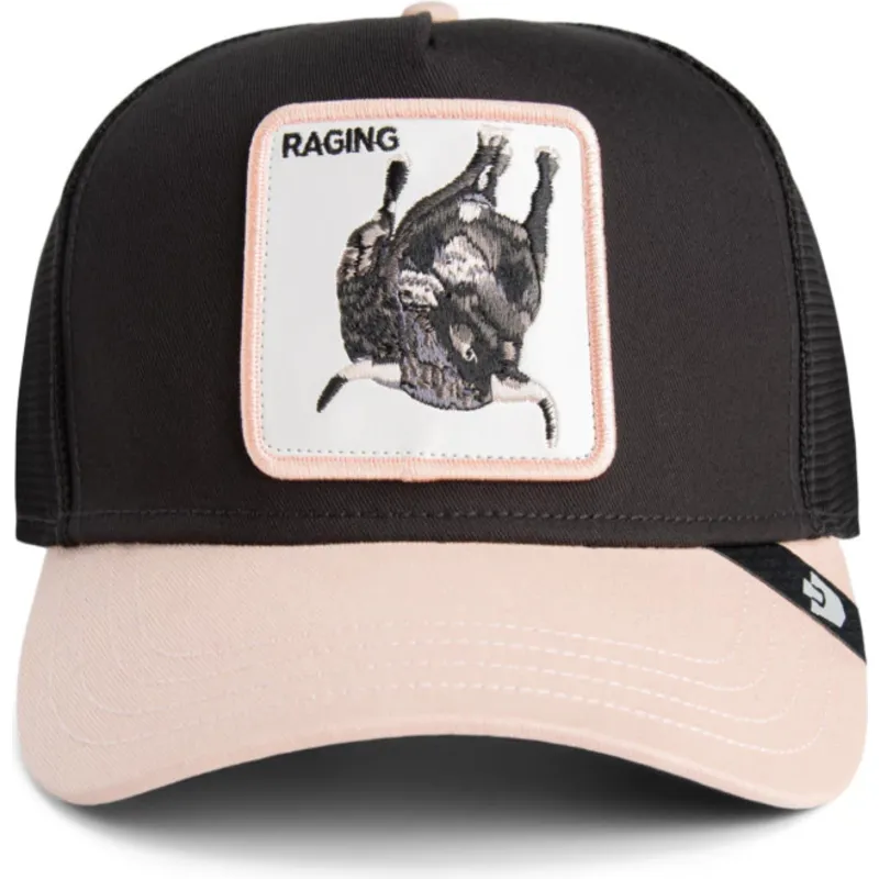 trucker-cap-schwarz-und-beige-stier-raging-llub-flip-side-2-the-farm-von-goorin-bros