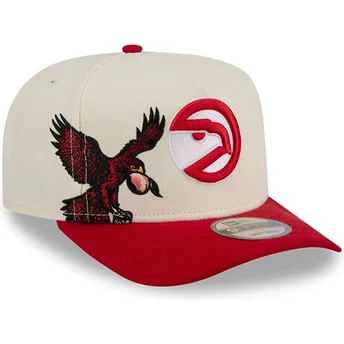 Casquette courbée beige et rouge snapback 9FIFTY A Frame Precurved Hardwood Classics Atlanta Hawks NBA New Era