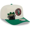 casquette-courbee-beige-et-verte-snapback-9fifty-a-frame-precurved-hardwood-classics-boston-celtics-nba-new-era