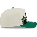beige-und-grune-gebogene-snapback-kappe-9fifty-a-frame-precurved-hardwood-classics-der-boston-celtics-nba-von-new-era