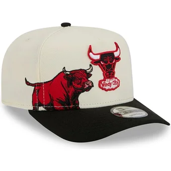 Casquette courbée beige et noire snapback 9FIFTY A Frame Precurved Hardwood Classics Chicago Bulls NBA New Era
