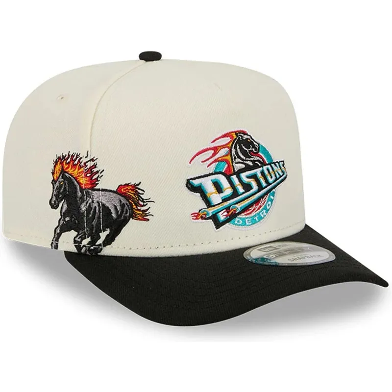 beige-und-schwarze-gebogene-snapback-kappe-9fifty-a-frame-precurved-hardwood-classics-der-detroit-pistons-nba-von-new-era