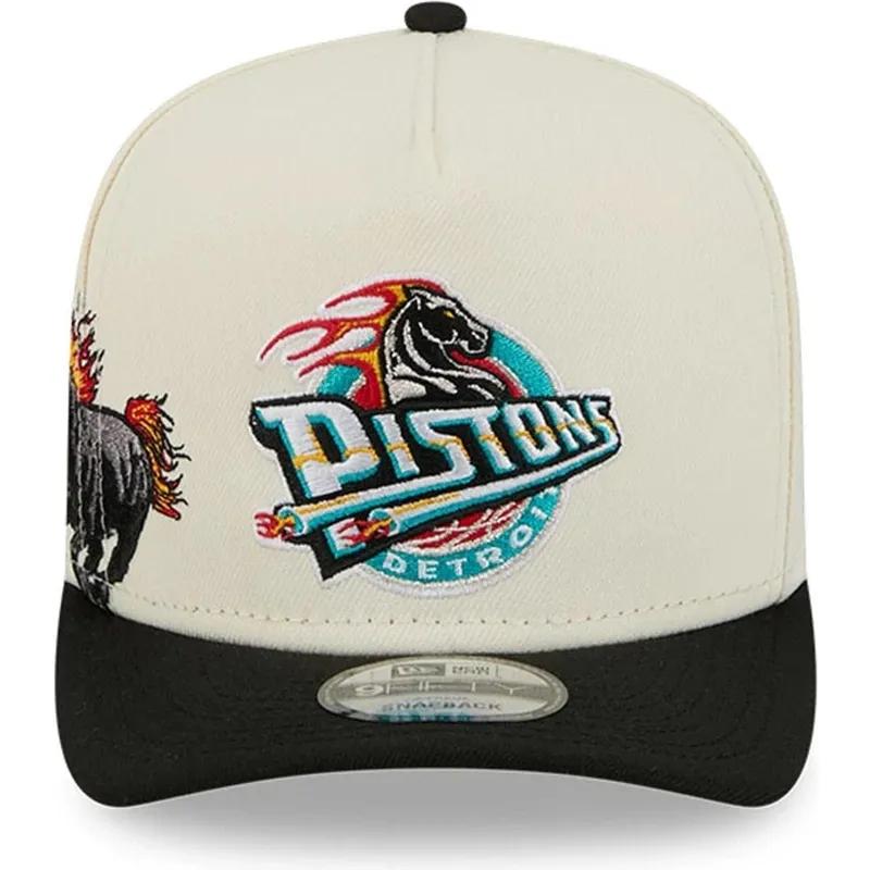 beige-und-schwarze-gebogene-snapback-kappe-9fifty-a-frame-precurved-hardwood-classics-der-detroit-pistons-nba-von-new-era