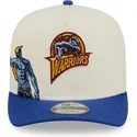 casquette-courbee-beige-et-bleue-snapback-9fifty-a-frame-precurved-hardwood-classics-golden-state-warriors-nba-new-era