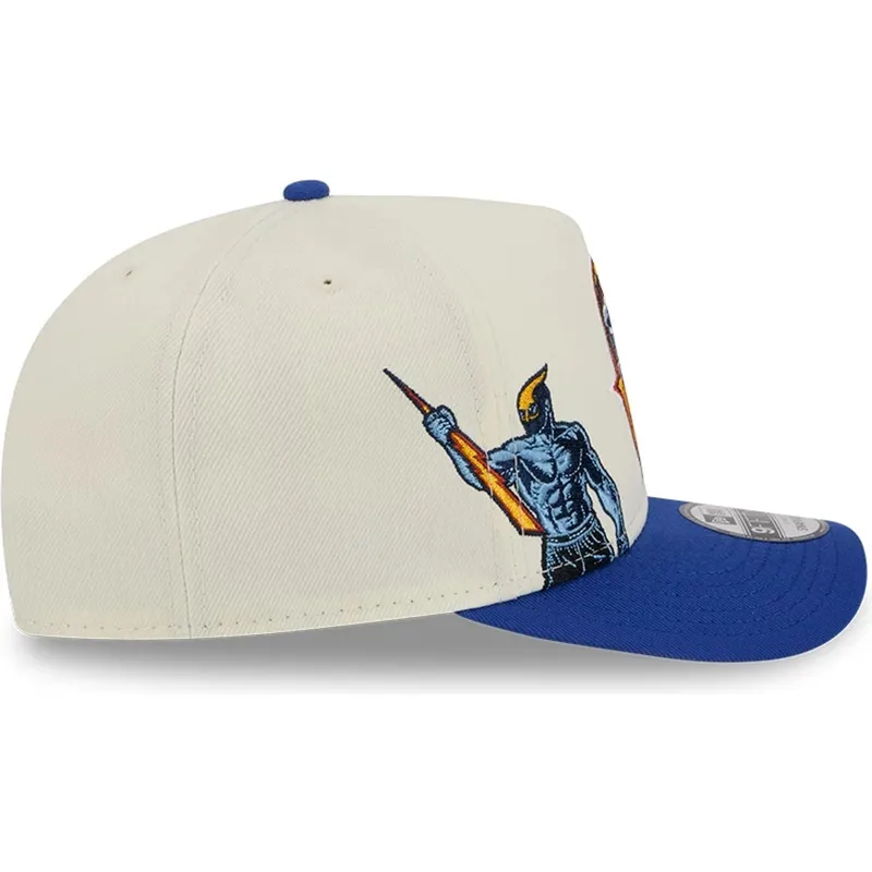 beige-und-blaue-gebogene-snapback-kappe-9fifty-a-frame-precurved-hardwood-classics-von-golden-state-warriors-nba-von-new-era