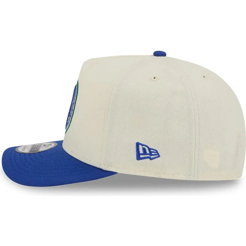 beige-und-blaue-gebogene-snapback-kappe-9fifty-a-frame-precurved-hardwood-classics-der-minnesota-timberwolves-nba-von-new-era