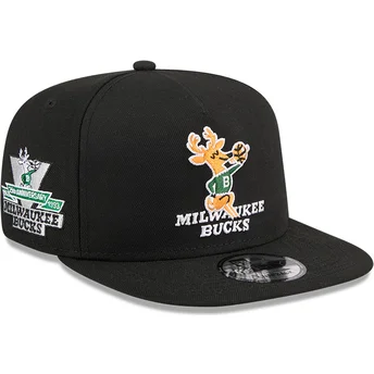 Mützen flach schwarz snapback 9FIFTY A Frame Hardwood Classics der Milwaukee Bucks NBA von New Era
