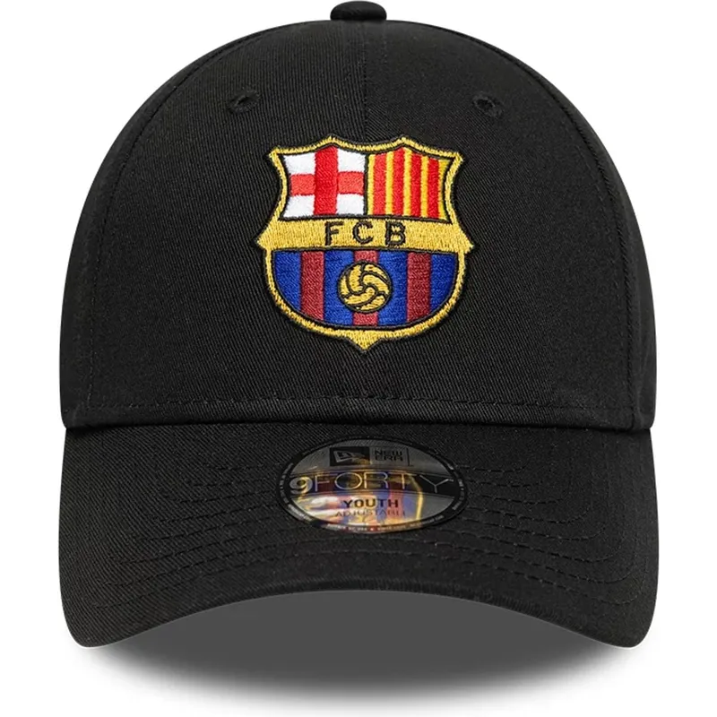 schwarze-gebogene-verstellbare-kinderkappe-fc-barcelona-laliga-9forty-core-von-new-era