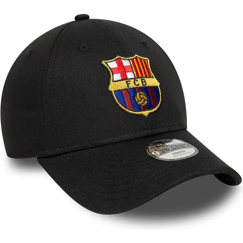 schwarze-gebogene-verstellbare-kinderkappe-fc-barcelona-laliga-9forty-core-von-new-era