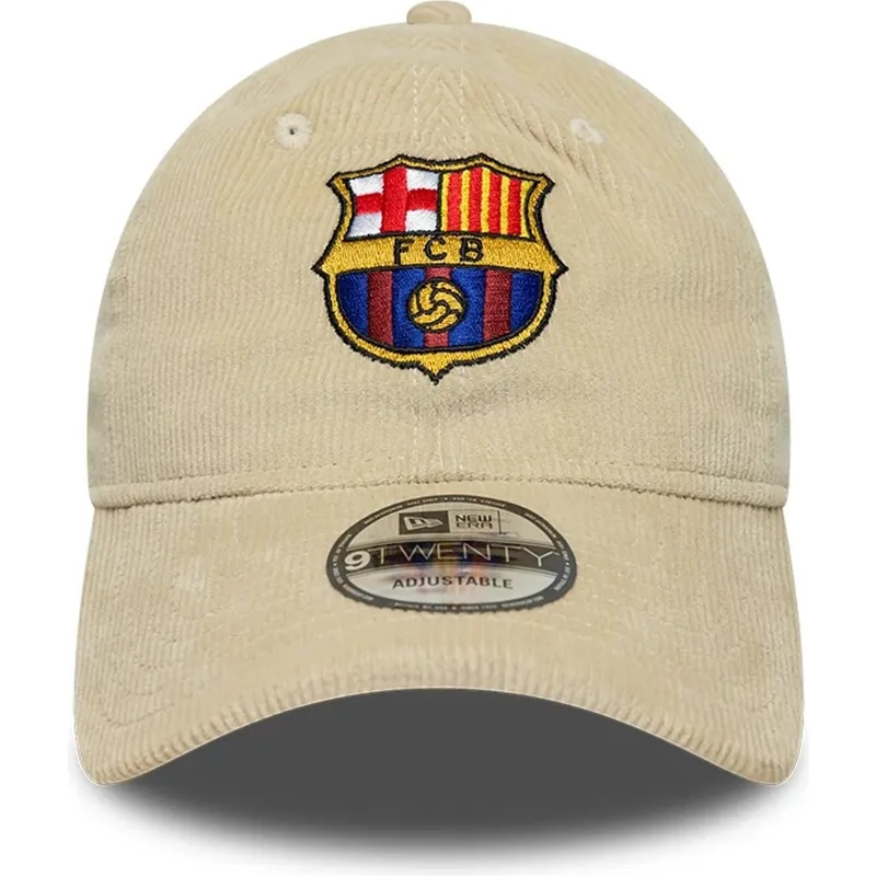 beige-verstellbare-curved-cap-von-fc-barcelona-laliga-9twenty-cord-von-new-era