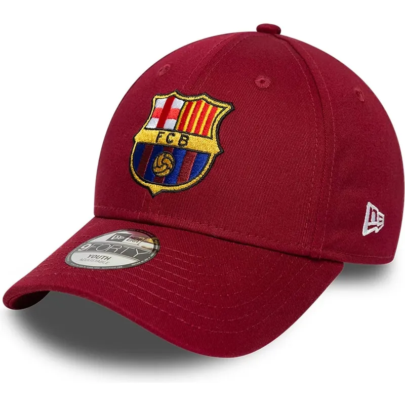 rote-gebogene-verstellbare-kinderkappe-fc-barcelona-laliga-9forty-core-von-new-era