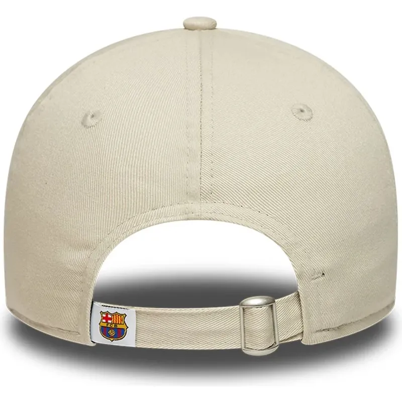 beige-verstellbare-curved-cap-fur-damen-des-fc-barcelona-laliga-9twenty-wordmark-von-new-era