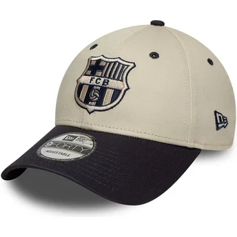 Casquette courbée beige et bleue marine ajustable FC Barcelona LALIGA 9FORTY Contrast New Era
