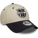 casquette-courbee-beige-et-bleue-marine-ajustable-fc-barcelona-laliga-9forty-contrast-new-era