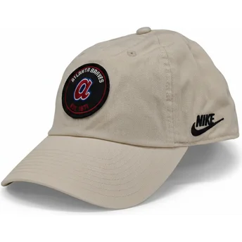 Mützen gebogen beige verstellbares band Club Unstructured Organic Cotton der Atlanta Braves MLB von Nike