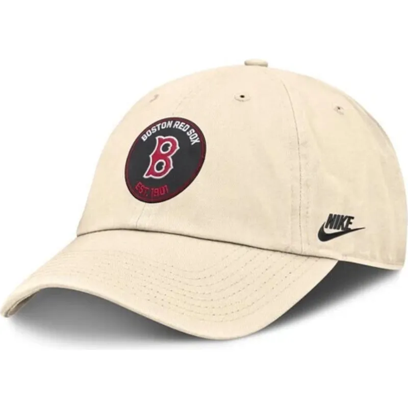 casquette-courbee-beige-ajustable-club-unstructured-organic-cotton-boston-red-sox-mlb-nike