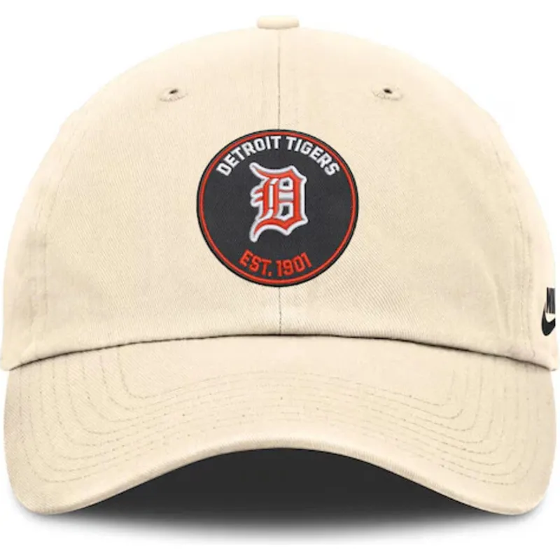 beige-verstellbare-curved-cap-club-unstructured-organic-cotton-der-detroit-tigers-mlb-von-nike