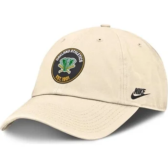 Mützen gebogen beige verstellbares band Club Unstructured Organic Cotton der Oakland Athletics MLB von Nike