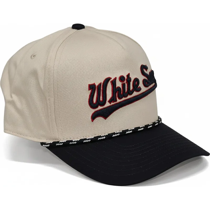 beige-und-schwarze-gebogene-snapback-kappe-rise-structured-der-chicago-white-sox-mlb-von-nike