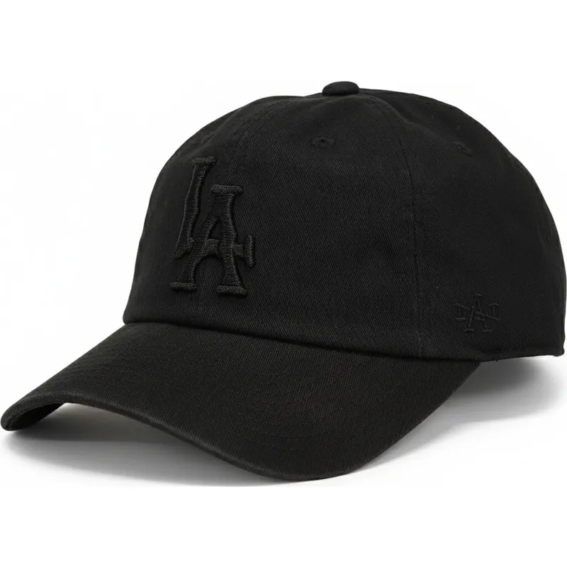 schwarze-verstellbare-curved-cap-mit-schwarzem-logo-los-angeles-dodgers-ballpark-von-american-needle