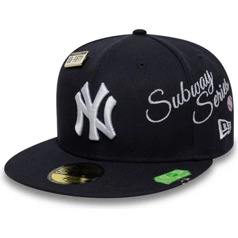 Mützen flach marineblau angepasst 59FIFTY Subway Series der New York Yankees MLB von New Era