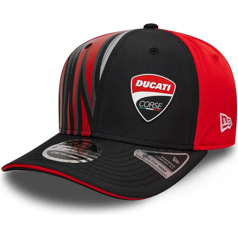 casquette-courbee-noire-et-rouge-snapback-9seventy-stretch-snap-print-ducati-motor-motogp-new-era