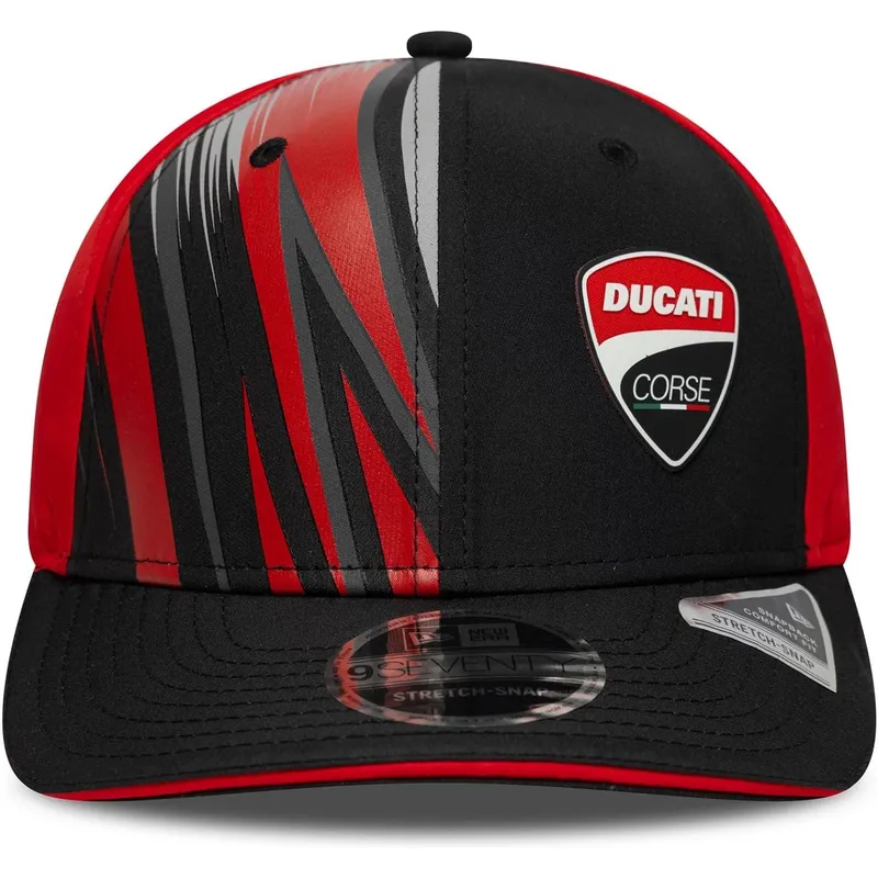 casquette-courbee-noire-et-rouge-snapback-9seventy-stretch-snap-print-ducati-motor-motogp-new-era