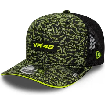 Mützen gebogen schwarz snapback 9SEVENTY Stretch Snap All Over Print der Valentino Rossi VR46 MotoGP von New Era