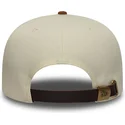 beige-und-braune-verstellbare-curved-cap-9fifty-a-frame-suede-visor-der-los-angeles-dodgers-mlb-von-new-era
