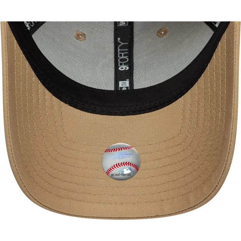 casquette-courbee-marron-ajustable-avec-logo-marron-9forty-outline-los-angeles-dodgers-mlb-new-era