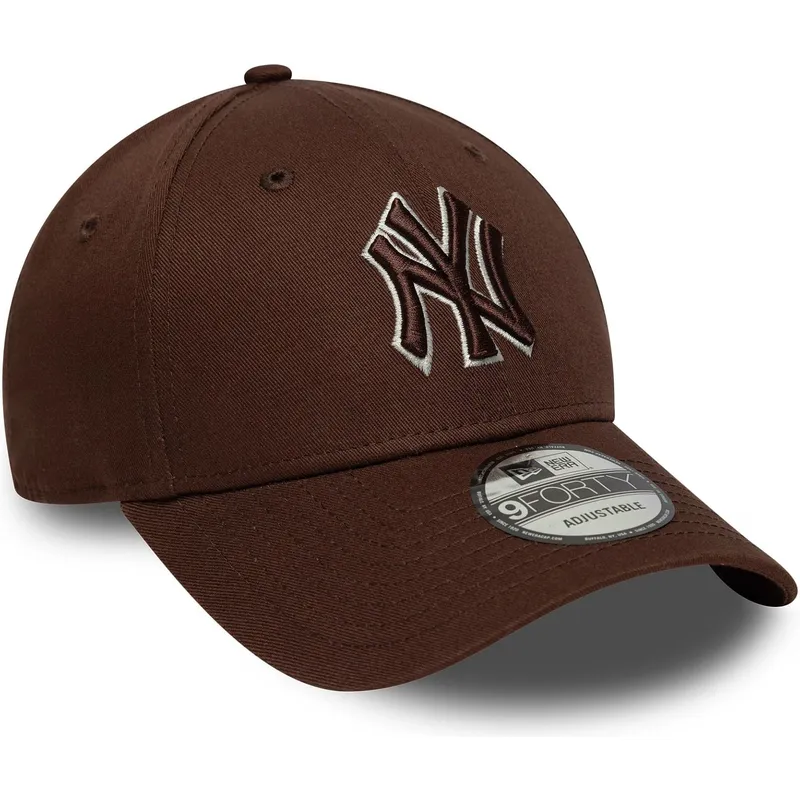 casquette-courbee-marron-ajustable-avec-logo-marron-9forty-outline-new-york-yankees-mlb-new-era